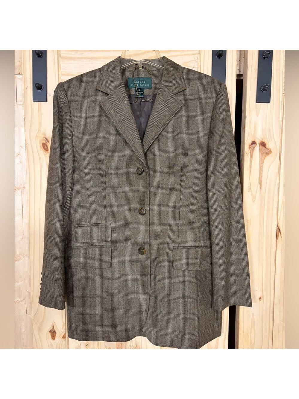Vintage Lauren Ralph Lauren Wool Suit Jacket Pants Equestrian Plaid Working Girl
